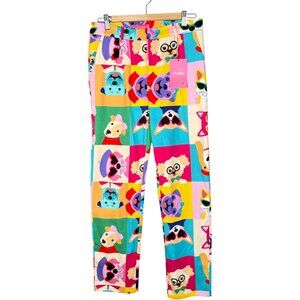 NWT Julyliebe Dog Straight Leg Pants Cotton Funky Maximalist Pop Art L